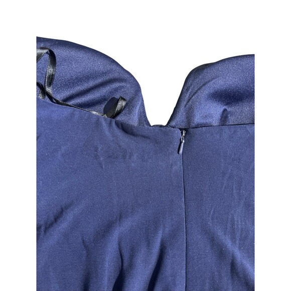 De Laru Navy Evening Long Dress Halter Beaded Baby Doll Sz 3/4 Y2K Style - Picture 6 of 16